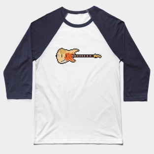 Pixel Worn Blues Bass Guitar Baseball T-Shirt